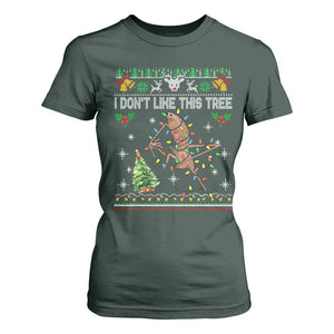 Marcus The Worm Christmas Meme T Shirt For Women I Dont Like This Tree Brainrot Funny Ugly Xmas TS10 Dark Forest Green Print Your Wear