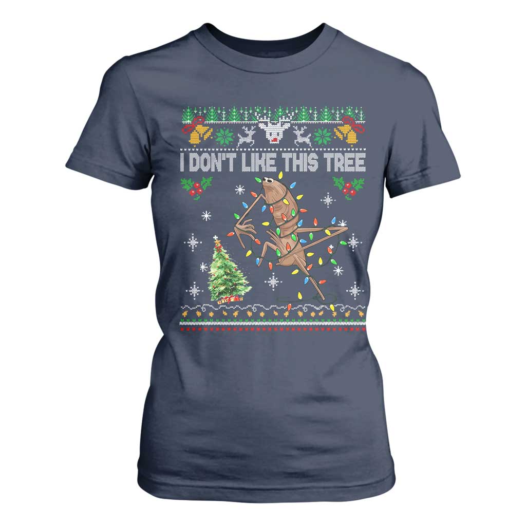 Marcus The Worm Christmas Meme T Shirt For Women I Dont Like This Tree Brainrot Funny Ugly Xmas TS10 Navy Print Your Wear