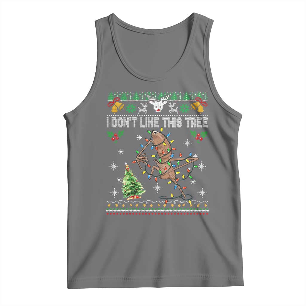 Marcus The Worm Christmas Meme Tank Top I Dont Like This Tree Brainrot Funny Ugly Xmas TS10 Black Heather Print Your Wear