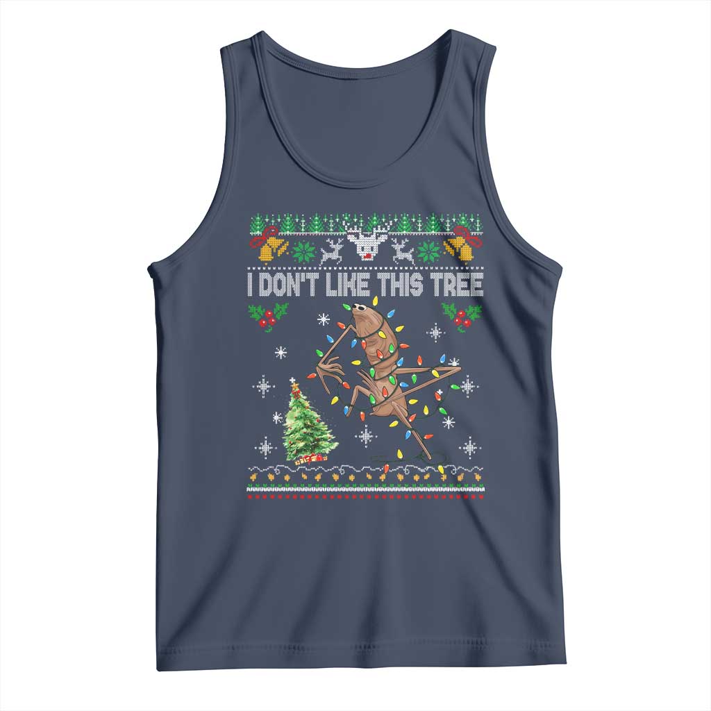 Marcus The Worm Christmas Meme Tank Top I Dont Like This Tree Brainrot Funny Ugly Xmas TS10 Navy Print Your Wear
