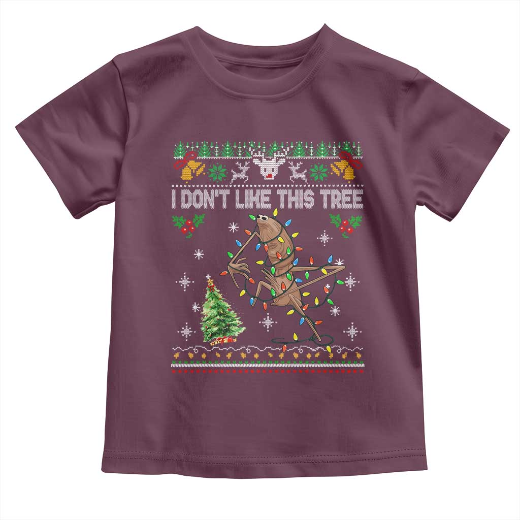Marcus The Worm Christmas Meme Toddler T Shirt I Dont Like This Tree Brainrot Funny Ugly Xmas TS10 Maroon Print Your Wear