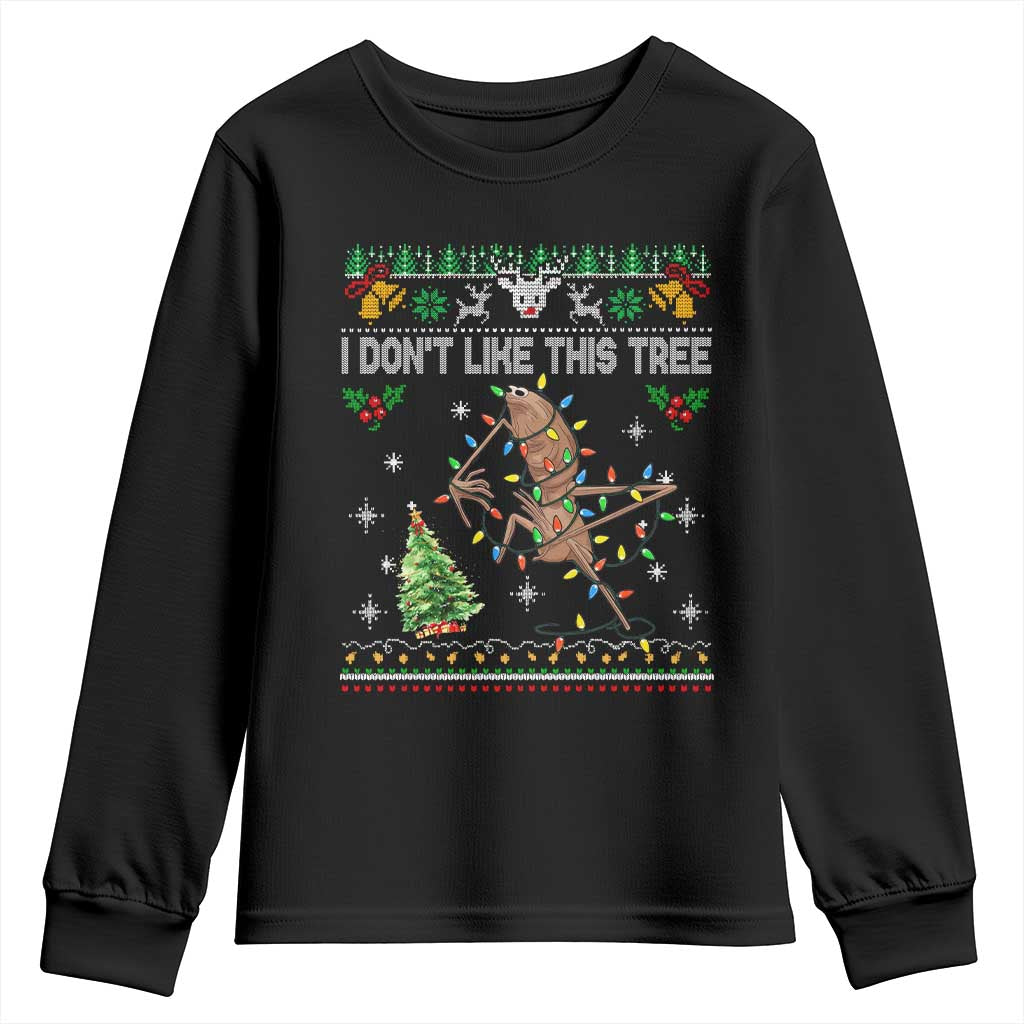 Marcus The Worm Christmas Meme Youth Sweatshirt I Dont Like This Tree Brainrot Funny Ugly Xmas TS10 Black Print Your Wear