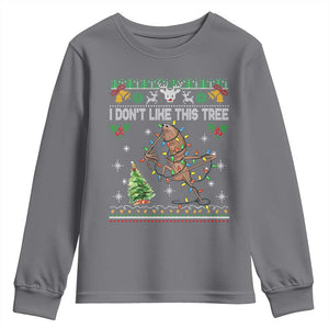Marcus The Worm Christmas Meme Youth Sweatshirt I Dont Like This Tree Brainrot Funny Ugly Xmas TS10 Charcoal Print Your Wear
