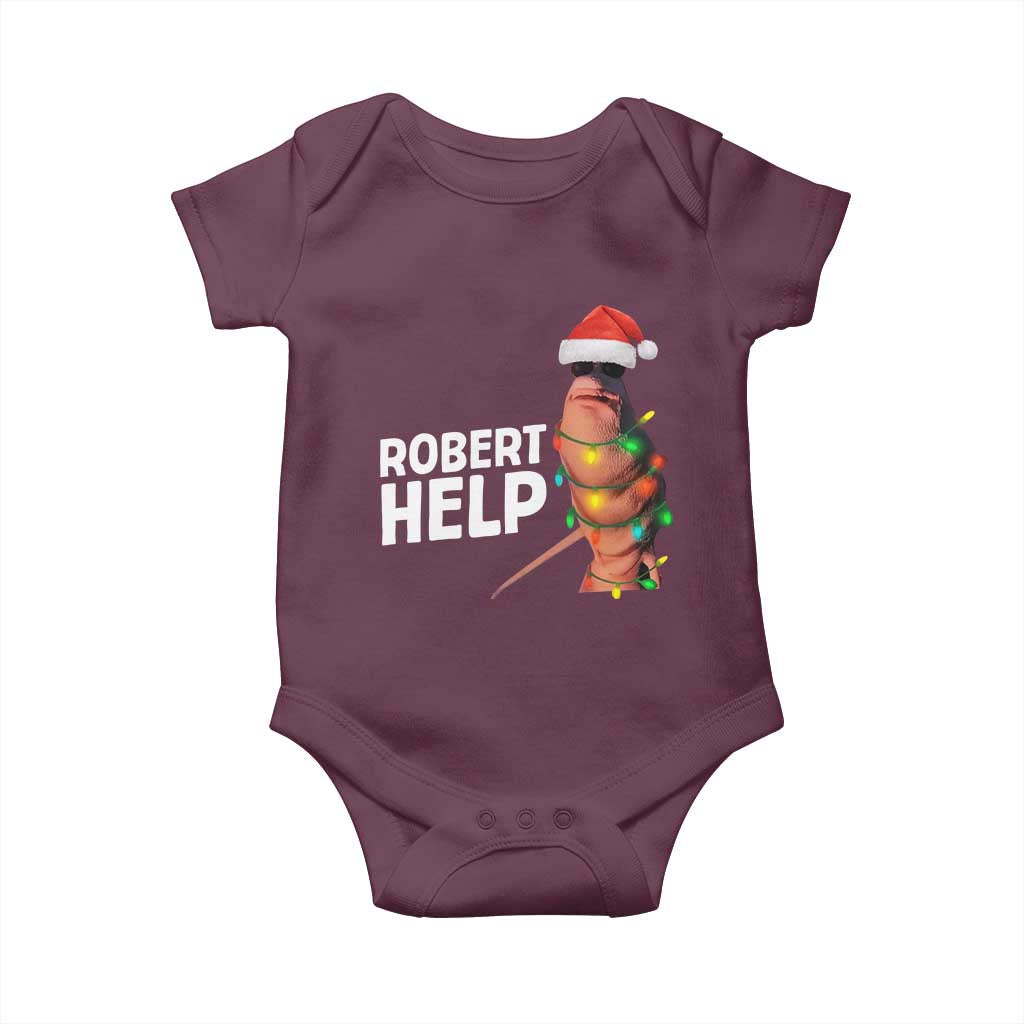 Marcus The Worm Christmas Baby Onesie Robert Help Internet Weirdcore Brainrot Humor TS10 Maroon Print Your Wear