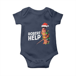Marcus The Worm Christmas Baby Onesie Robert Help Internet Weirdcore Brainrot Humor TS10 Navy Print Your Wear