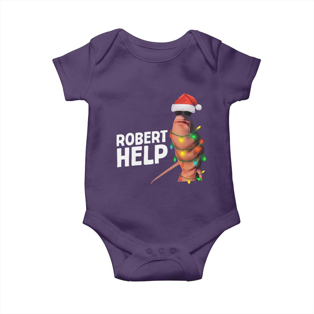 Marcus The Worm Christmas Baby Onesie Robert Help Internet Weirdcore Brainrot Humor TS10 Purple Print Your Wear