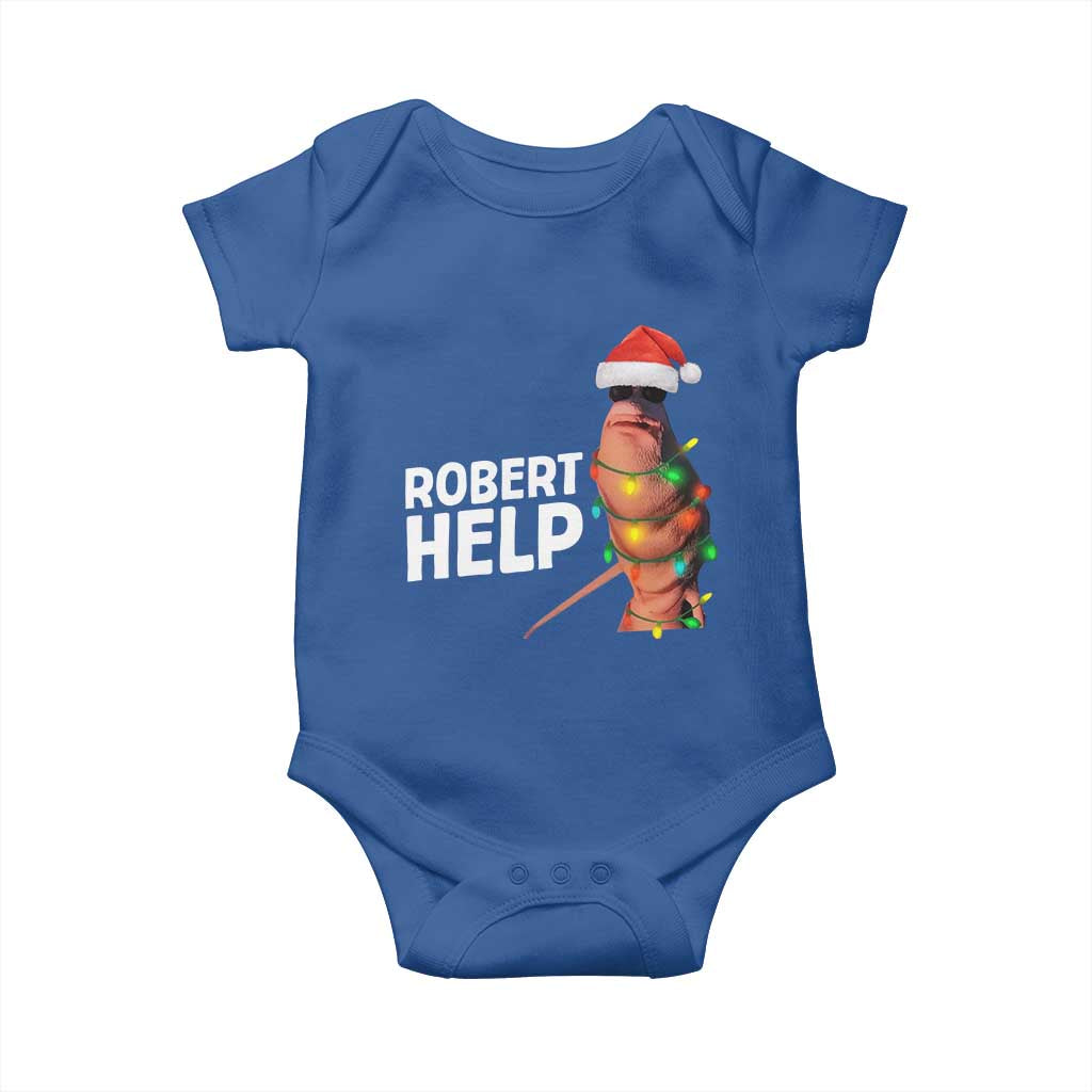 Marcus The Worm Christmas Baby Onesie Robert Help Internet Weirdcore Brainrot Humor TS10 Royal Blue Print Your Wear