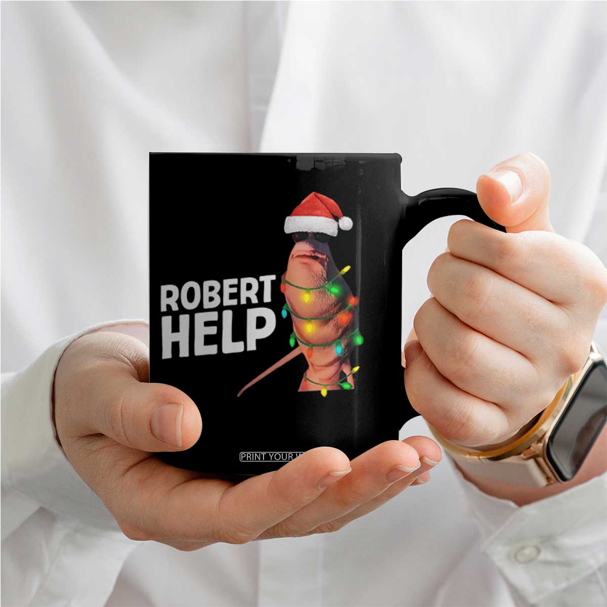 Marcus The Worm Christmas Coffee Mug Robert Help Internet Weirdcore Brainrot Humor TS10 Print Your Wear