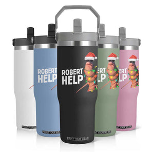 Marcus The Worm Christmas Flip Straw Tumbler Robert Help Internet Weirdcore Brainrot Humor TS10 Print Your Wear