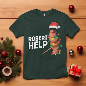 Marcus The Worm Christmas T Shirt Robert Help Internet Weirdcore Brainrot Humor TS10 Dark Forest Green Print Your Wear