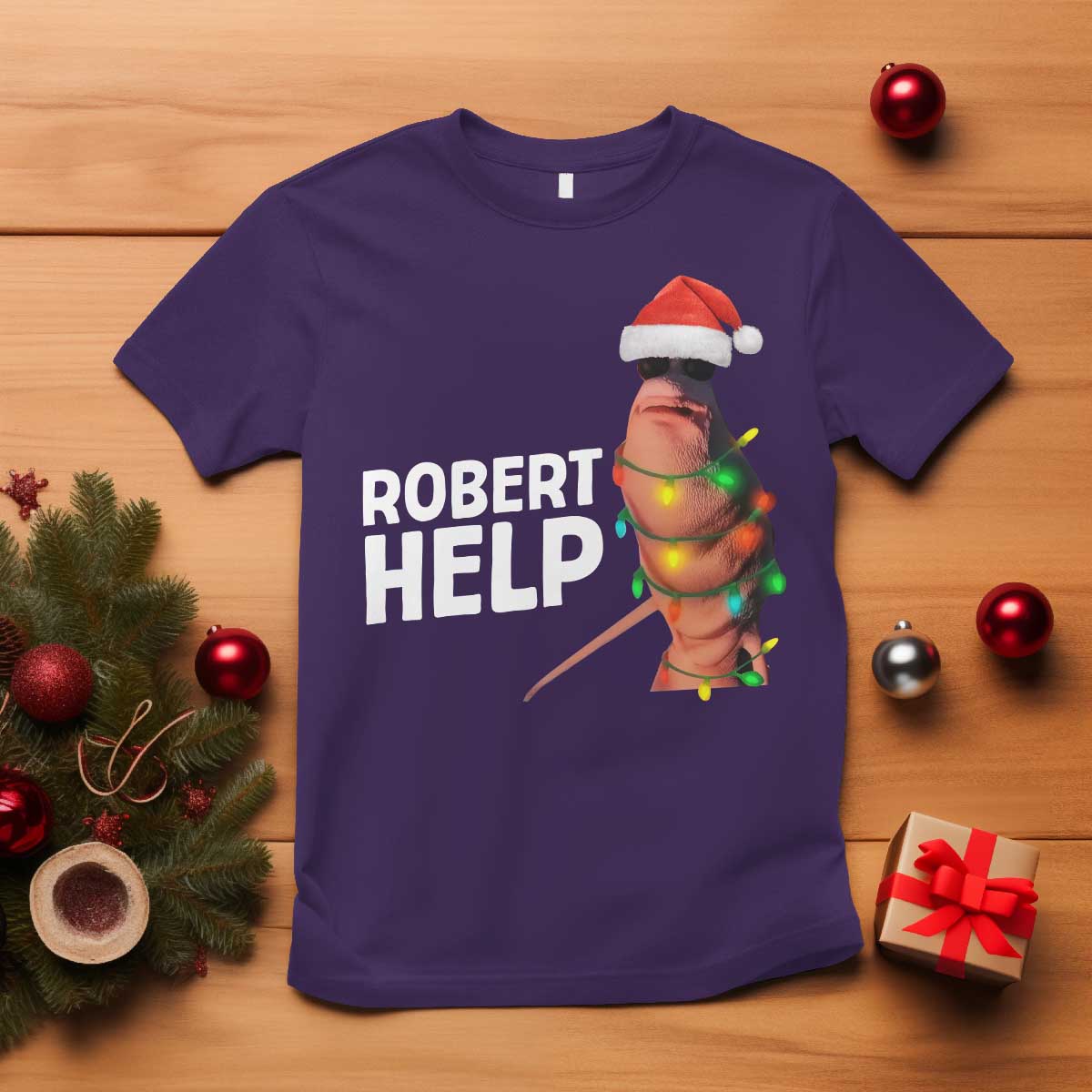 Marcus The Worm Christmas T Shirt Robert Help Internet Weirdcore Brainrot Humor TS10 Purple Print Your Wear
