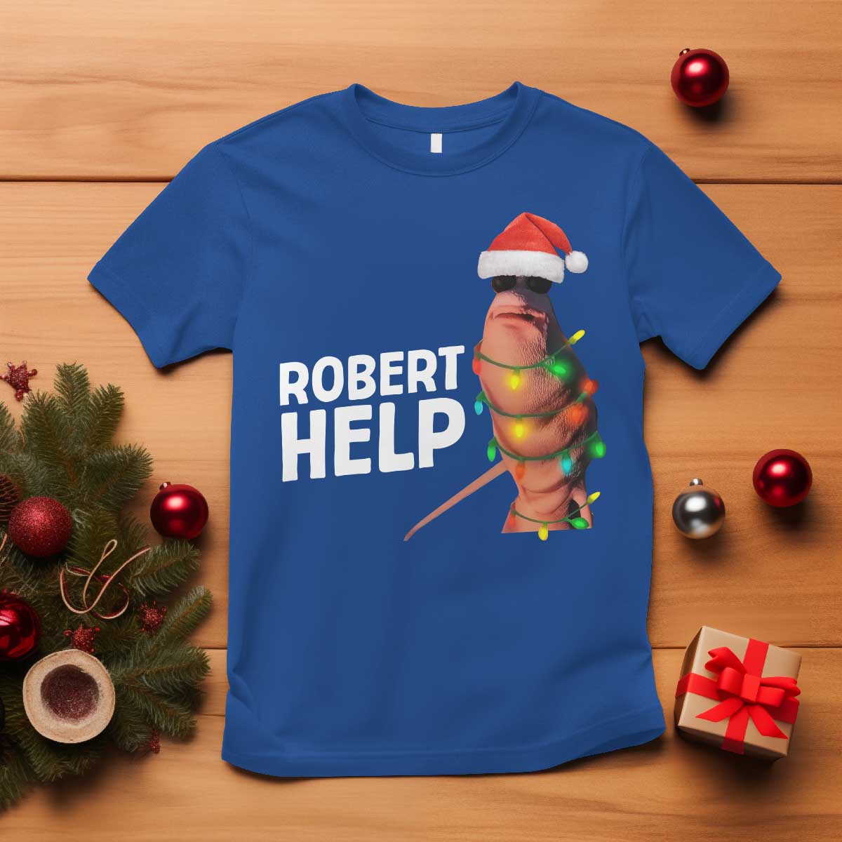 Marcus The Worm Christmas T Shirt Robert Help Internet Weirdcore Brainrot Humor TS10 Royal Blue Print Your Wear