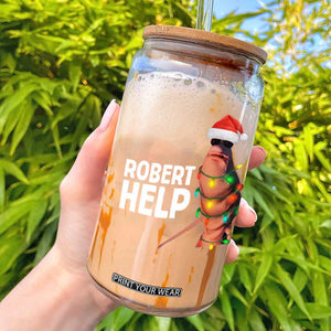 Marcus The Worm Christmas Glass Can Robert Help Internet Weirdcore Brainrot Humor TS10 Black Print Your Wear