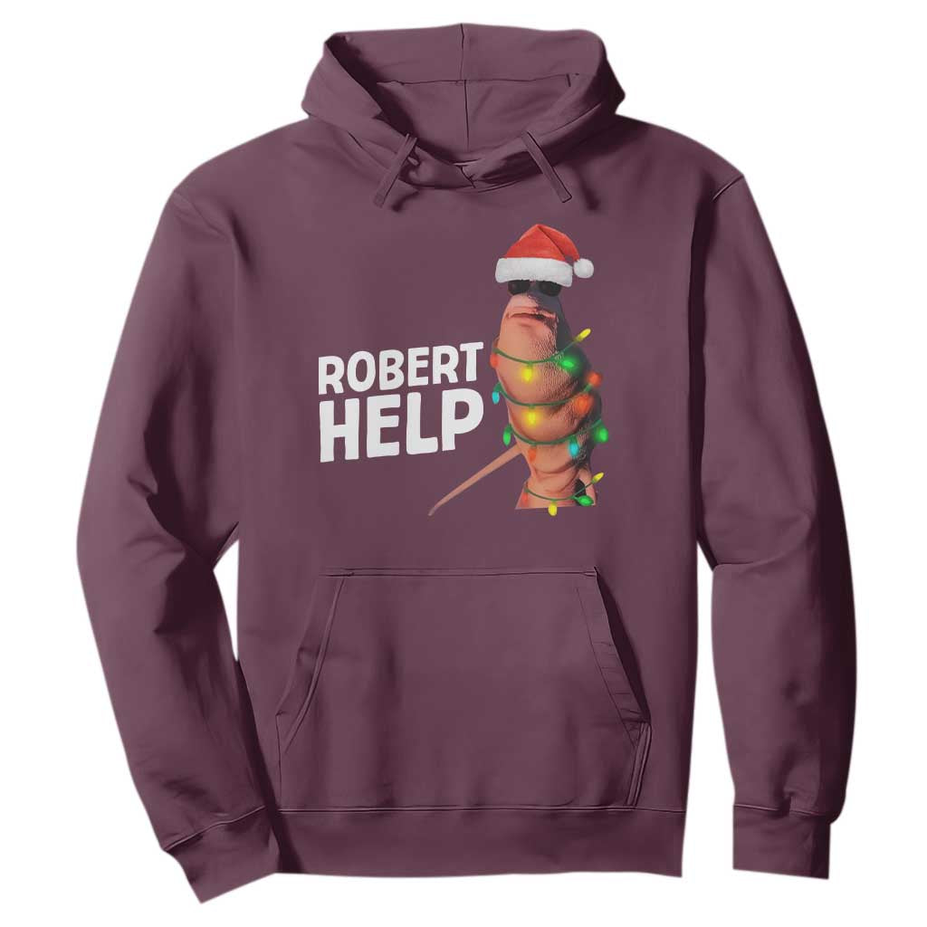 Marcus The Worm Christmas Hoodie Robert Help Internet Weirdcore Brainrot Humor TS10 Maroon Print Your Wear