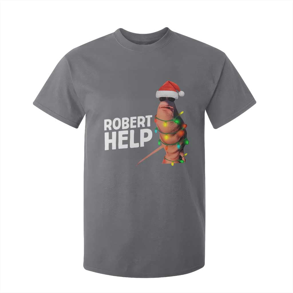 Marcus The Worm Christmas T Shirt For Kid Robert Help Internet Weirdcore Brainrot Humor TS10 Charcoal Print Your Wear