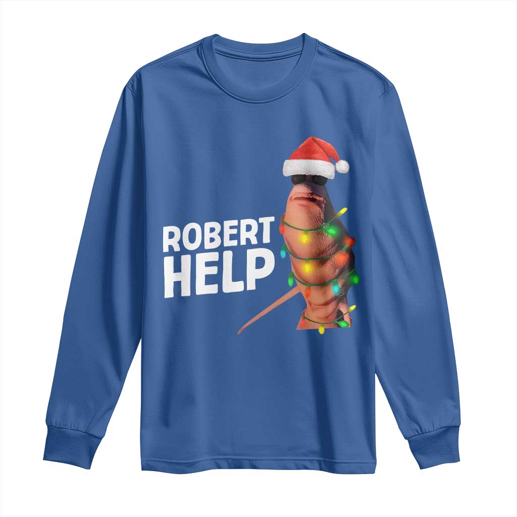 Marcus The Worm Christmas Long Sleeve Shirt Robert Help Internet Weirdcore Brainrot Humor TS10 Royal Blue Print Your Wear
