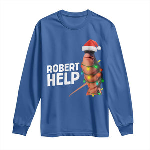 Marcus The Worm Christmas Long Sleeve Shirt Robert Help Internet Weirdcore Brainrot Humor TS10 Royal Blue Print Your Wear