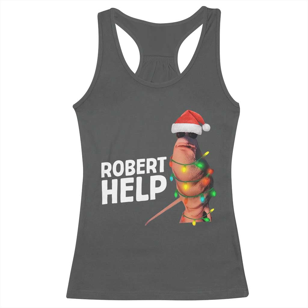 Marcus The Worm Christmas Racerback Tank Top Robert Help Internet Weirdcore Brainrot Humor TS10 Dark Heather Print Your Wear