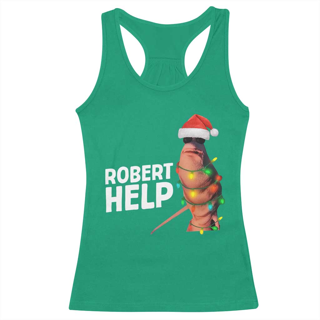 Marcus The Worm Christmas Racerback Tank Top Robert Help Internet Weirdcore Brainrot Humor TS10 Irish Green Print Your Wear