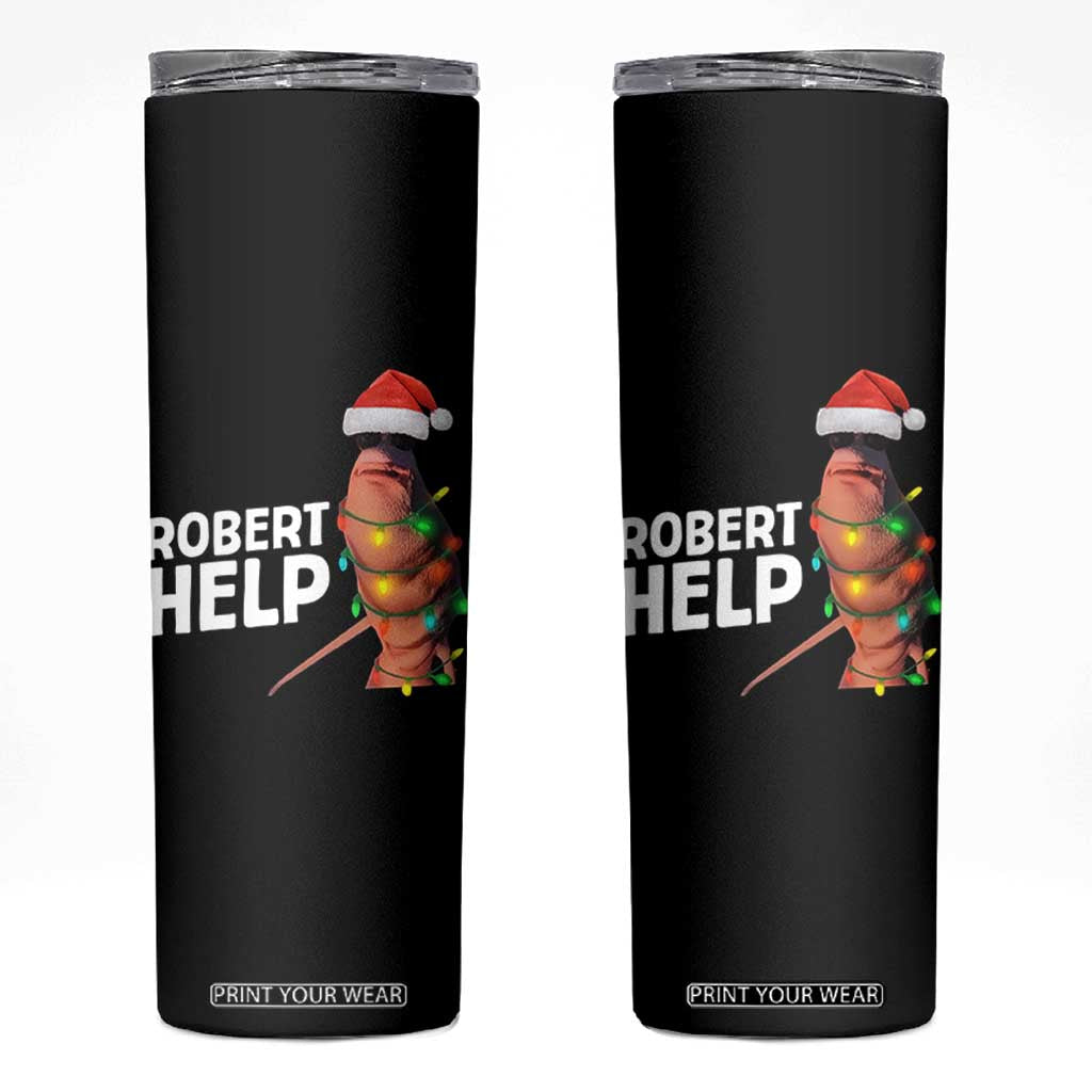 Marcus The Worm Christmas Skinny Tumbler Robert Help Internet Weirdcore Brainrot Humor TS10 Black Print Your Wear
