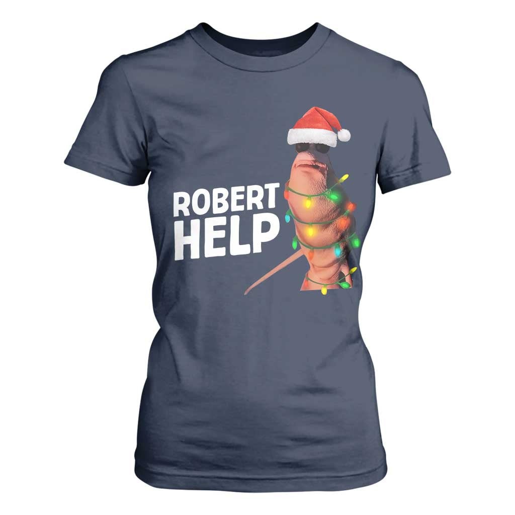 Marcus The Worm Christmas T Shirt For Women Robert Help Internet Weirdcore Brainrot Humor TS10 Navy Print Your Wear