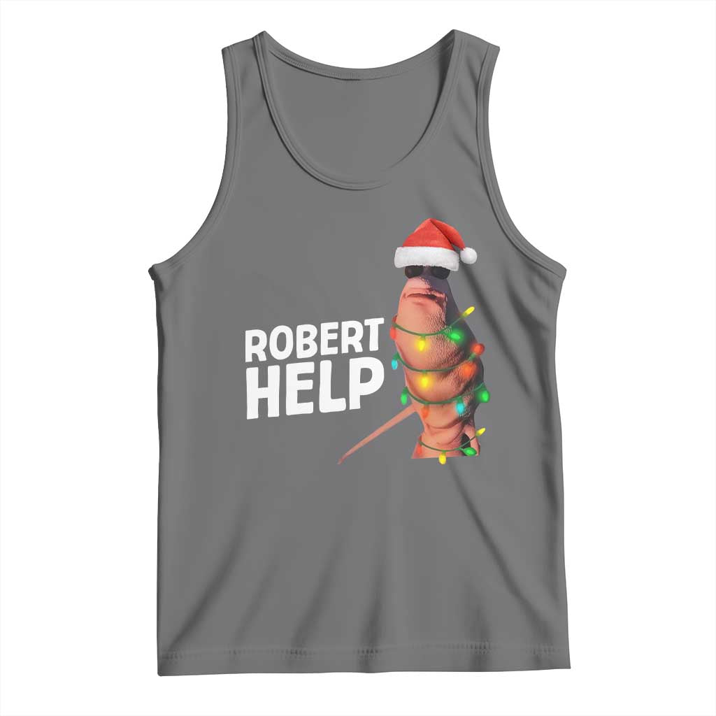 Marcus The Worm Christmas Tank Top Robert Help Internet Weirdcore Brainrot Humor TS10 Black Heather Print Your Wear