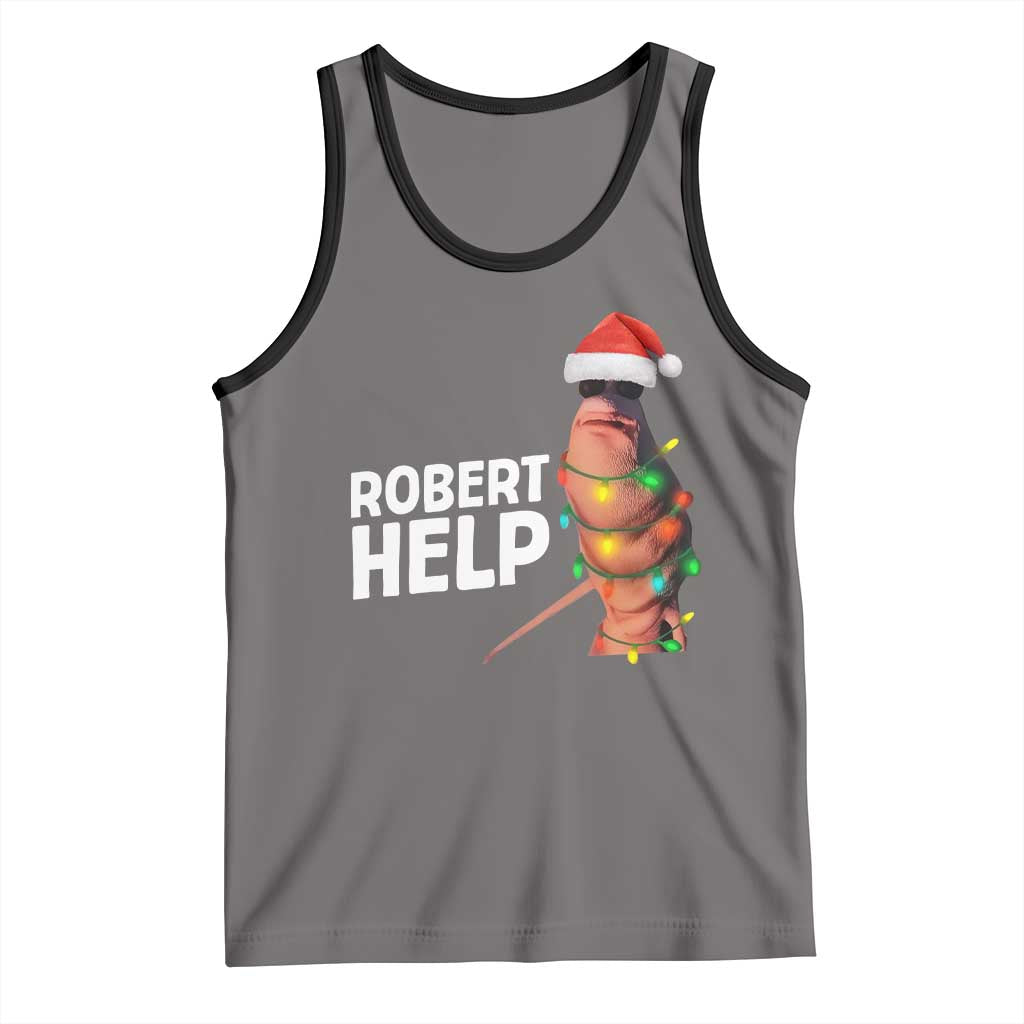 Marcus The Worm Christmas Tank Top Robert Help Internet Weirdcore Brainrot Humor TS10 Deep Heather Black Print Your Wear