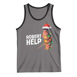 Marcus The Worm Christmas Tank Top Robert Help Internet Weirdcore Brainrot Humor TS10 Deep Heather Black Print Your Wear