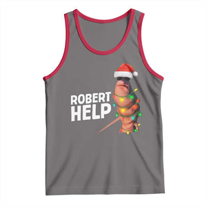 Marcus The Worm Christmas Tank Top Robert Help Internet Weirdcore Brainrot Humor TS10 Deep Heather Red Print Your Wear