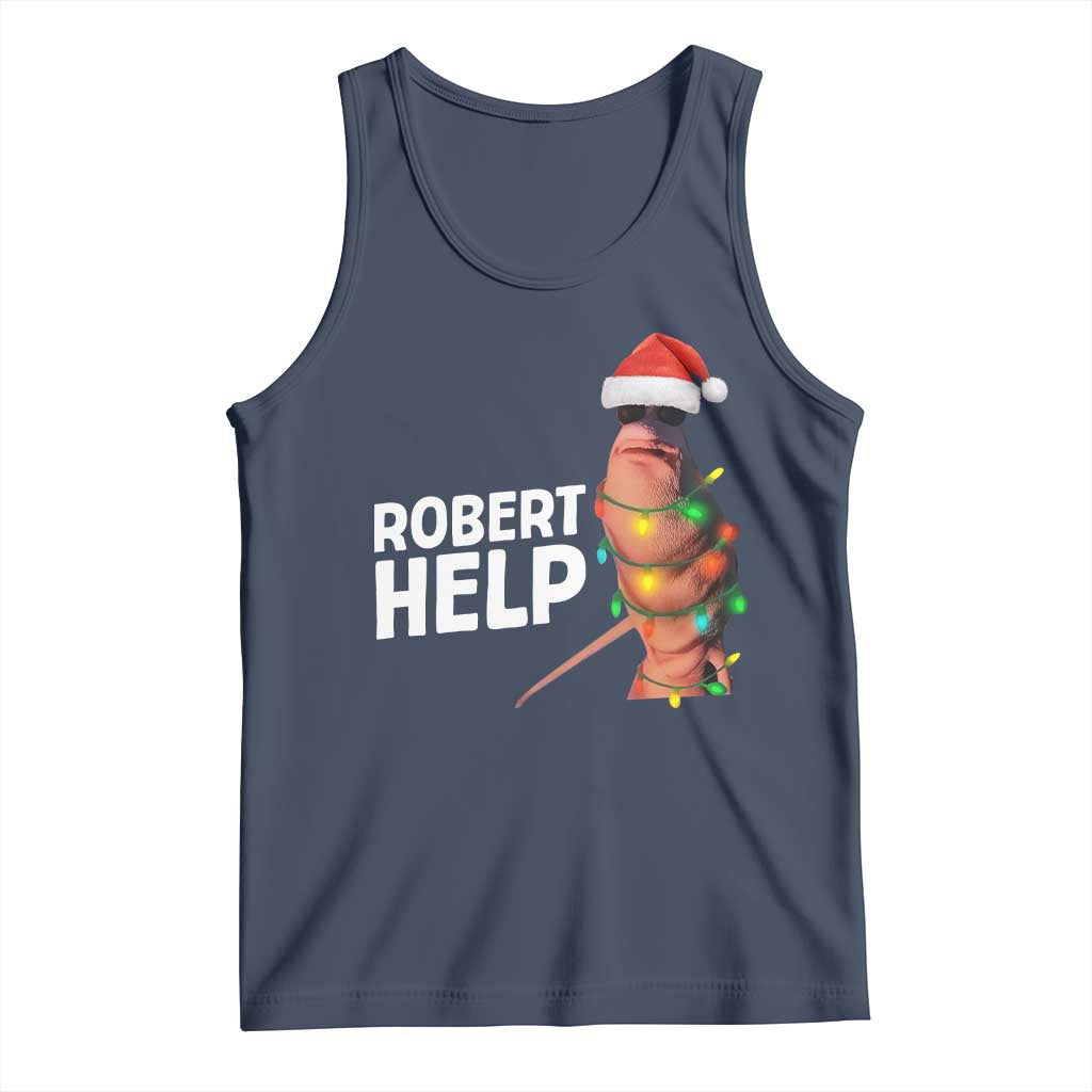 Marcus The Worm Christmas Tank Top Robert Help Internet Weirdcore Brainrot Humor TS10 Navy Print Your Wear