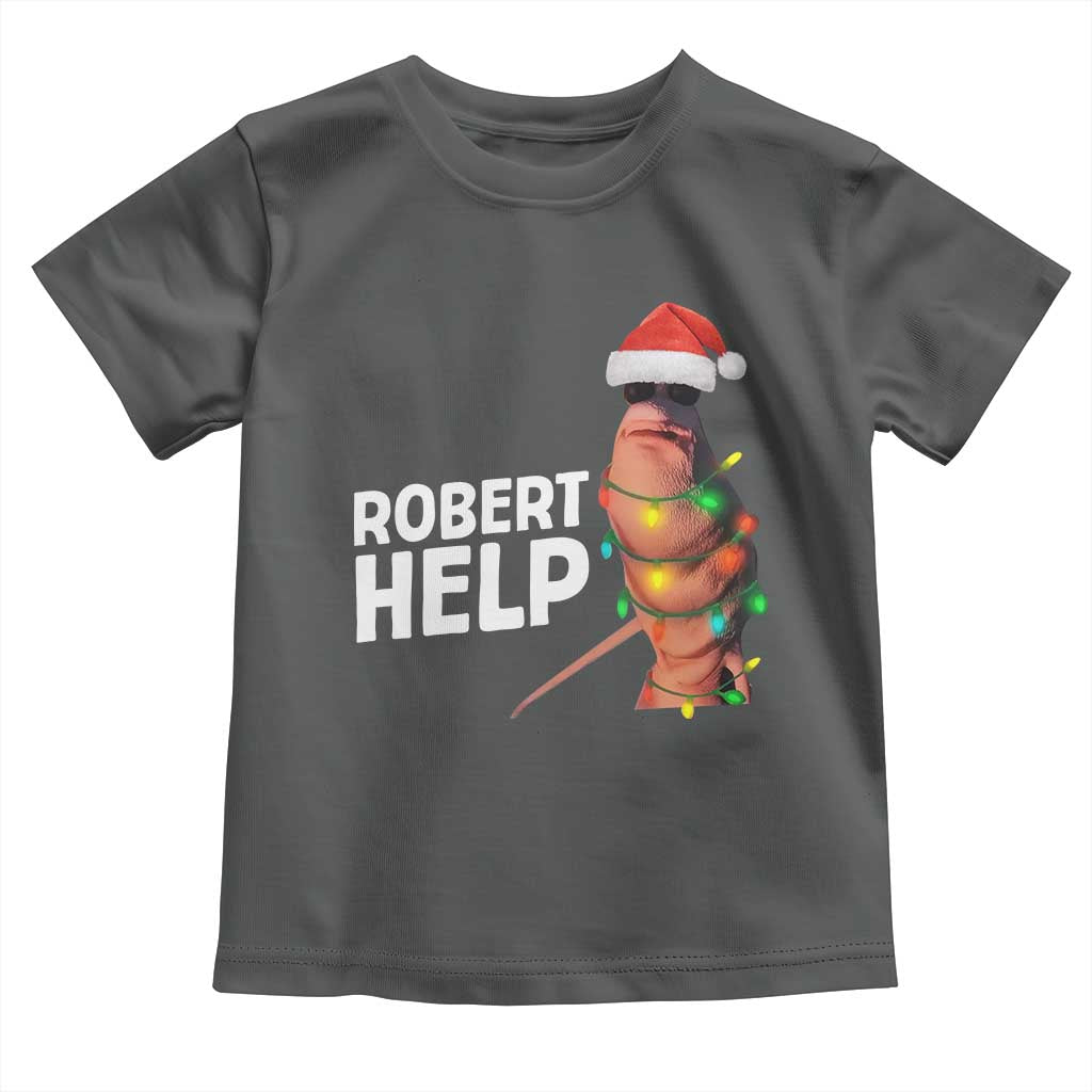Marcus The Worm Christmas Toddler T Shirt Robert Help Internet Weirdcore Brainrot Humor TS10 Dark Heather Print Your Wear