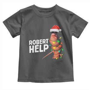 Marcus The Worm Christmas Toddler T Shirt Robert Help Internet Weirdcore Brainrot Humor TS10 Dark Heather Print Your Wear
