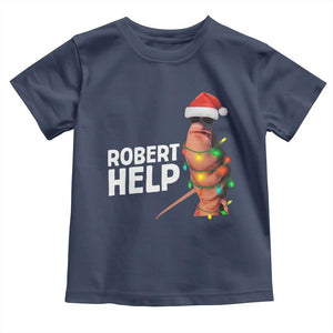 Marcus The Worm Christmas Toddler T Shirt Robert Help Internet Weirdcore Brainrot Humor TS10 Navy Print Your Wear
