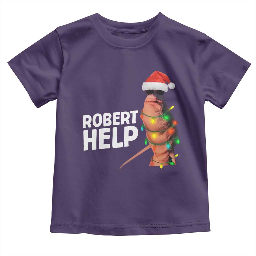 Marcus The Worm Christmas Toddler T Shirt Robert Help Internet Weirdcore Brainrot Humor TS10 Purple Print Your Wear
