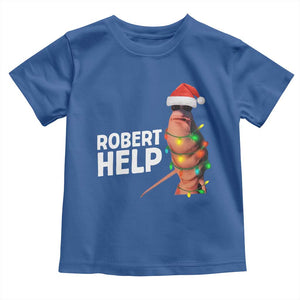 Marcus The Worm Christmas Toddler T Shirt Robert Help Internet Weirdcore Brainrot Humor TS10 Royal Blue Print Your Wear