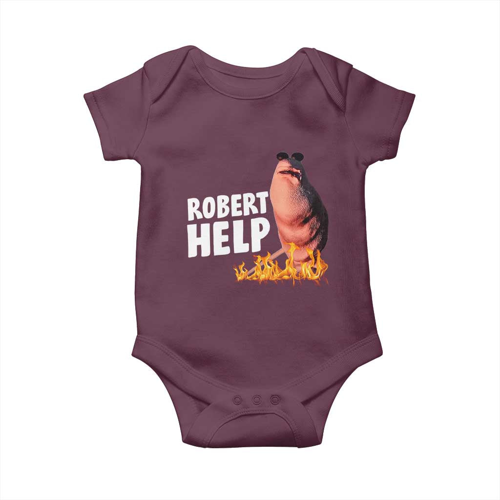 Marcus The Worm Baby Onesie Funny Brainrot Meme Robert Help TS10 Maroon Print Your Wear