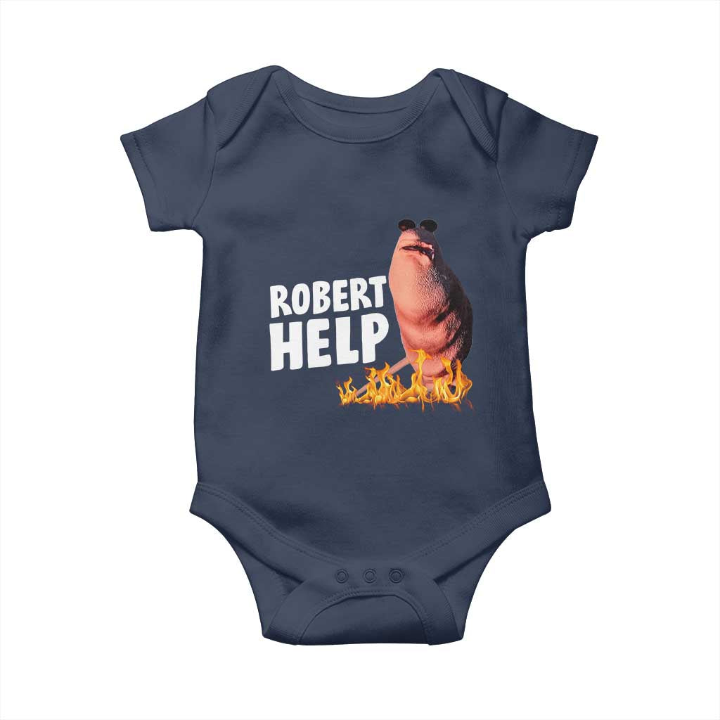 Marcus The Worm Baby Onesie Funny Brainrot Meme Robert Help TS10 Navy Print Your Wear