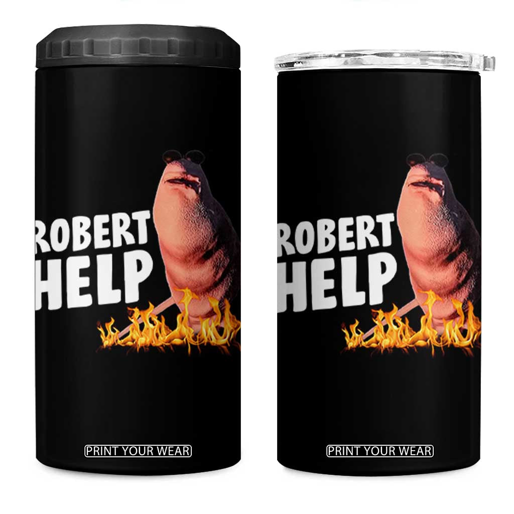 Marcus The Worm 4 in 1 Can Cooler Tumbler Funny Brainrot Meme Robert Help TS10 One Size: 16 oz Black Print Your Wear
