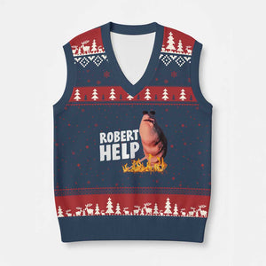 Marcus The Worm V-Neck Knit Sweater Vest Funny Brainrot Meme Robert Help TS10 Navy Red Print Your Wear