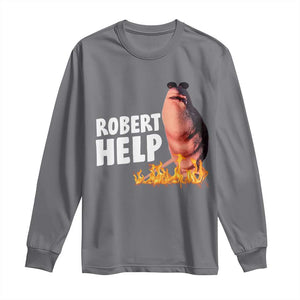 Marcus The Worm Long Sleeve Shirt Funny Brainrot Meme Robert Help TS10 Charcoal Print Your Wear