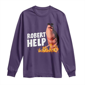 Marcus The Worm Long Sleeve Shirt Funny Brainrot Meme Robert Help TS10 Purple Print Your Wear