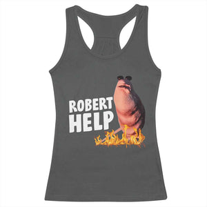 Marcus The Worm Racerback Tank Top Funny Brainrot Meme Robert Help TS10 Dark Heather Print Your Wear