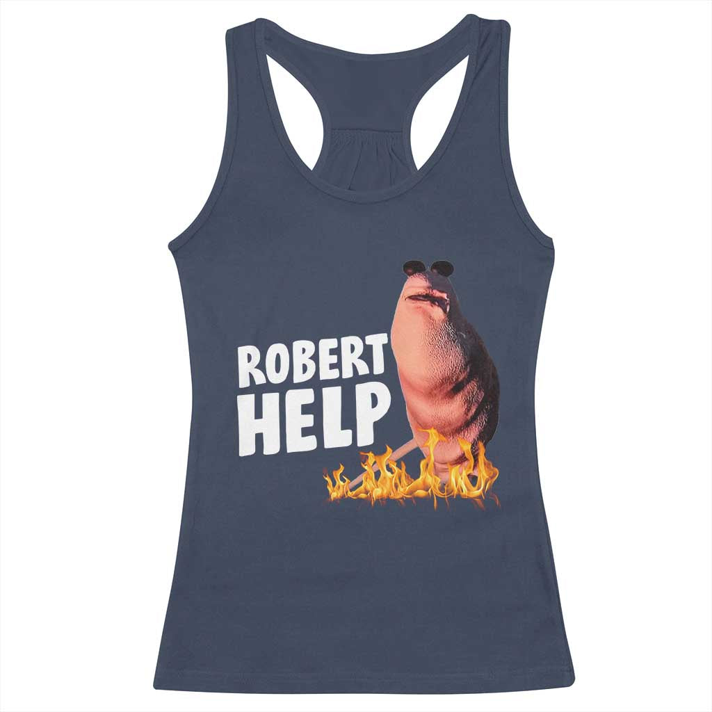 Marcus The Worm Racerback Tank Top Funny Brainrot Meme Robert Help TS10 Navy Print Your Wear