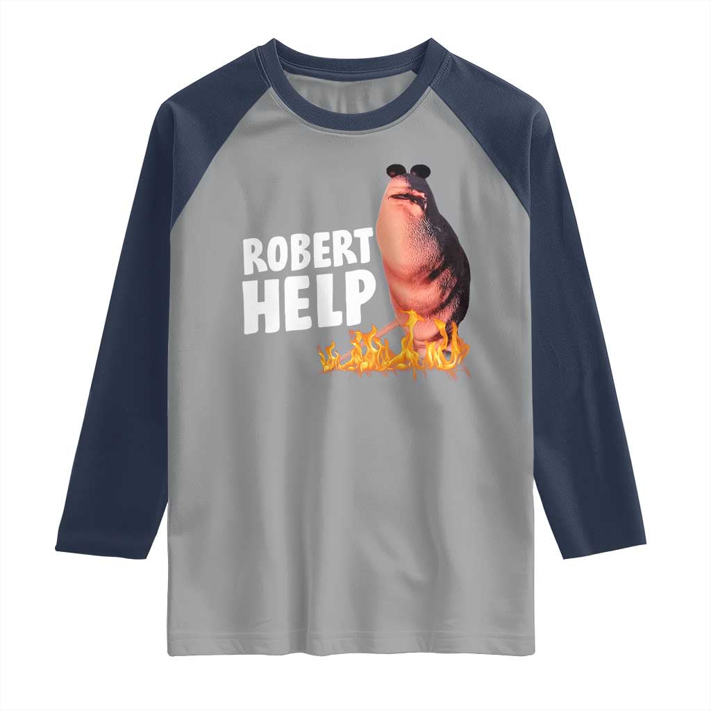 Marcus The Worm Raglan Shirt Funny Brainrot Meme Robert Help TS10 Sport Gray Navy Print Your Wear
