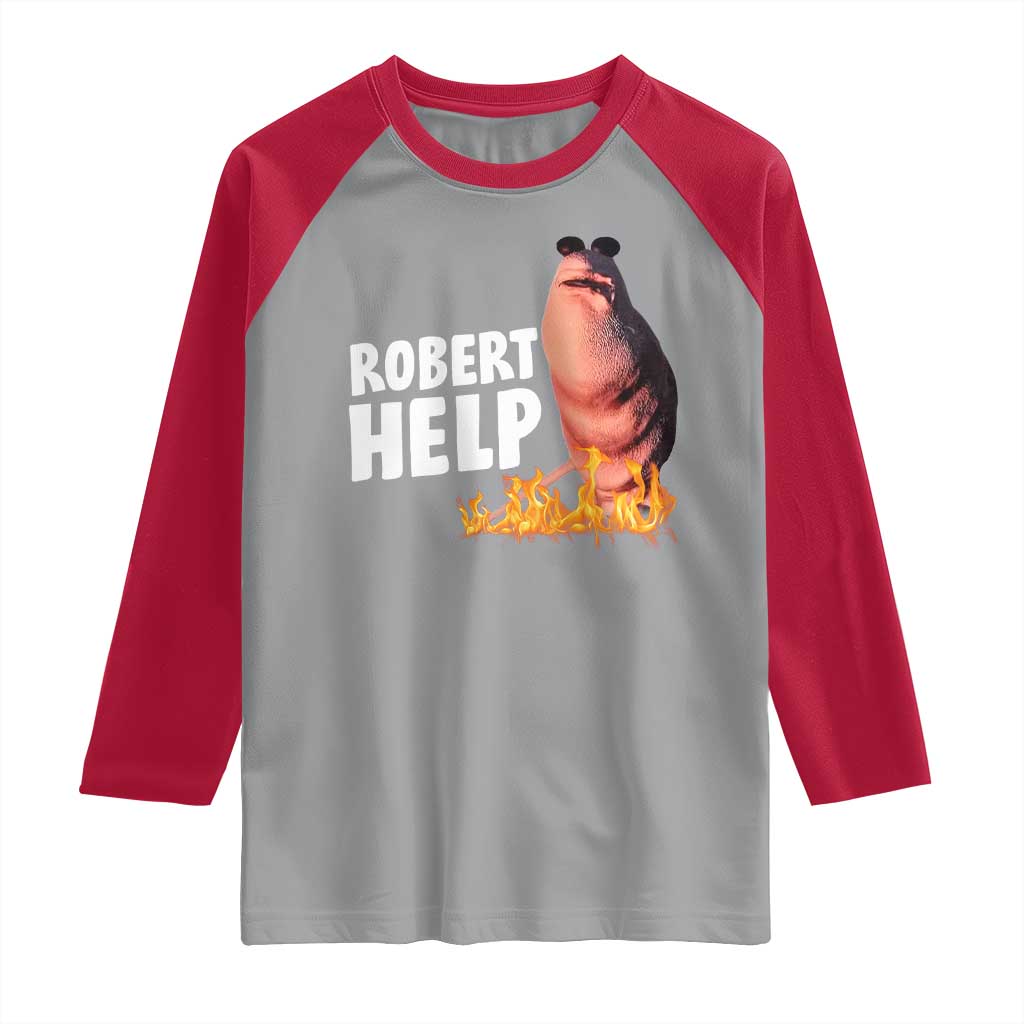 Marcus The Worm Raglan Shirt Funny Brainrot Meme Robert Help TS10 Sport Gray Red Print Your Wear