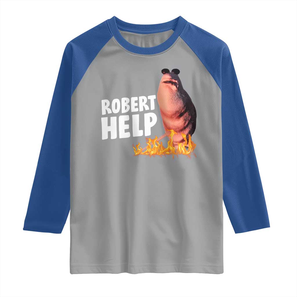 Marcus The Worm Raglan Shirt Funny Brainrot Meme Robert Help TS10 Sport Gray Royal Print Your Wear