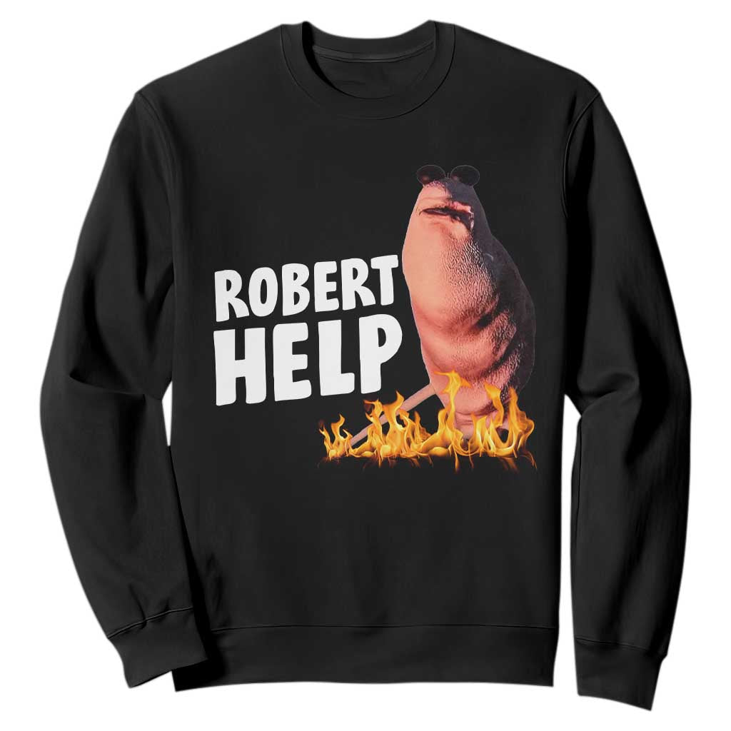 Marcus The Worm Sweatshirt Funny Brainrot Meme Robert Help TS10 Black Print Your Wear