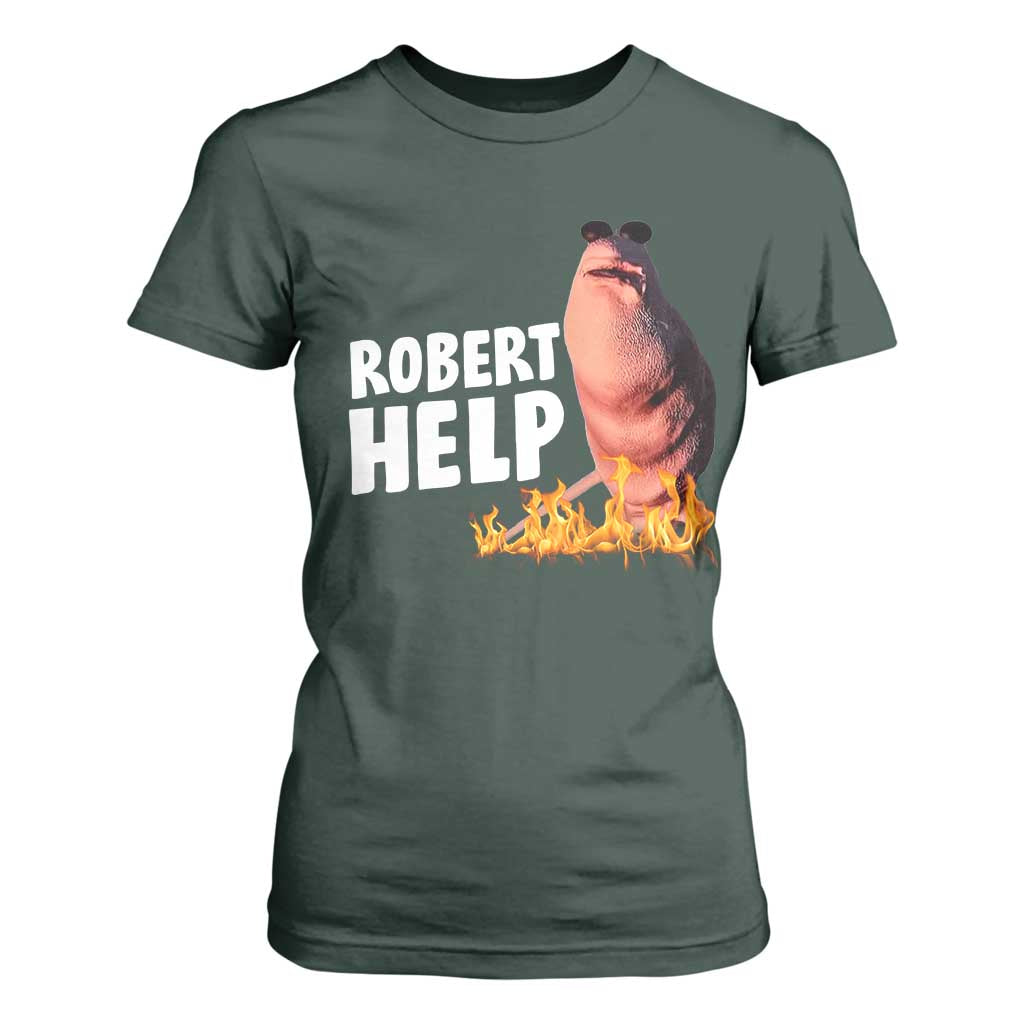 Marcus The Worm T Shirt For Women Funny Brainrot Meme Robert Help TS10 Dark Forest Green Print Your Wear