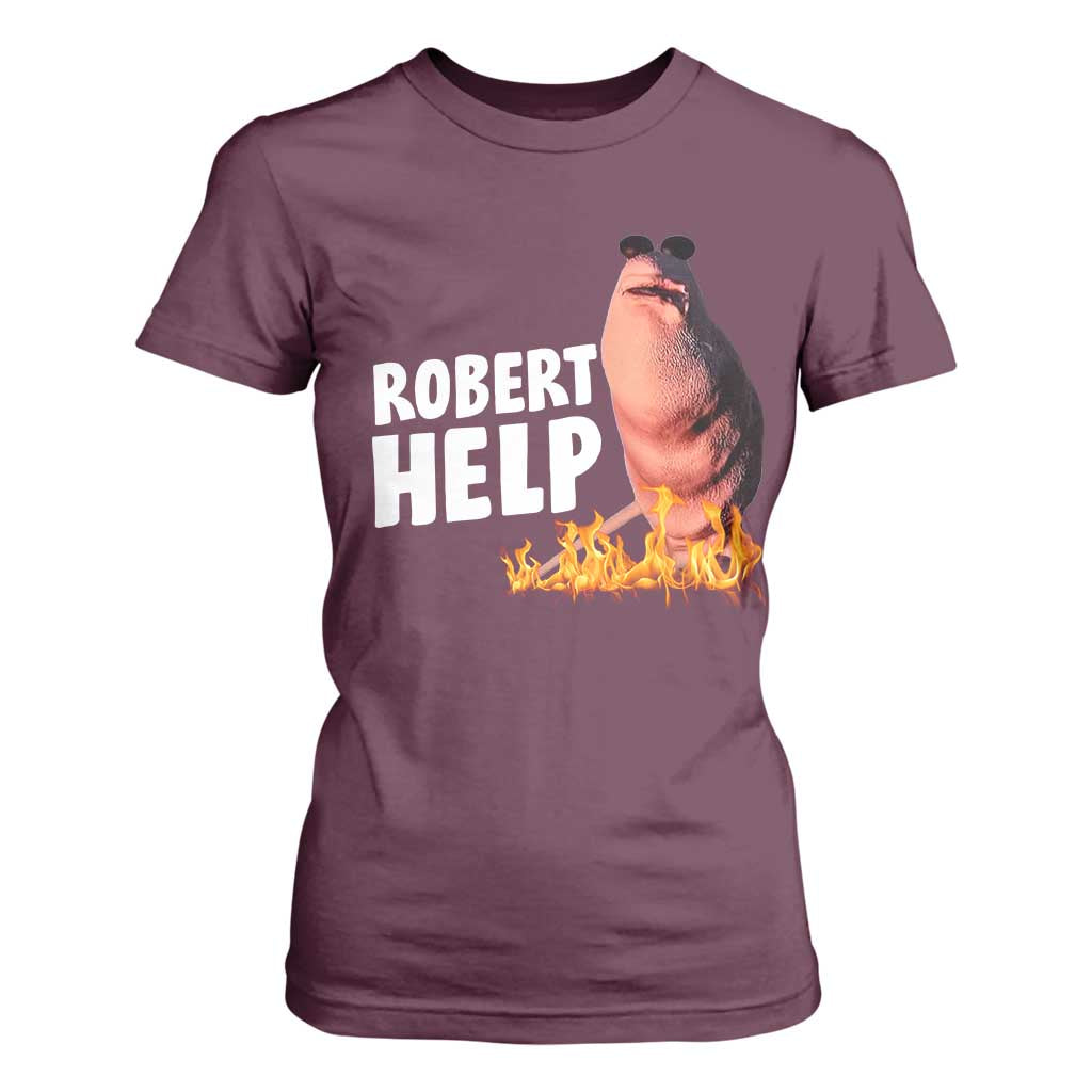 Marcus The Worm T Shirt For Women Funny Brainrot Meme Robert Help TS10 Maroon Print Your Wear