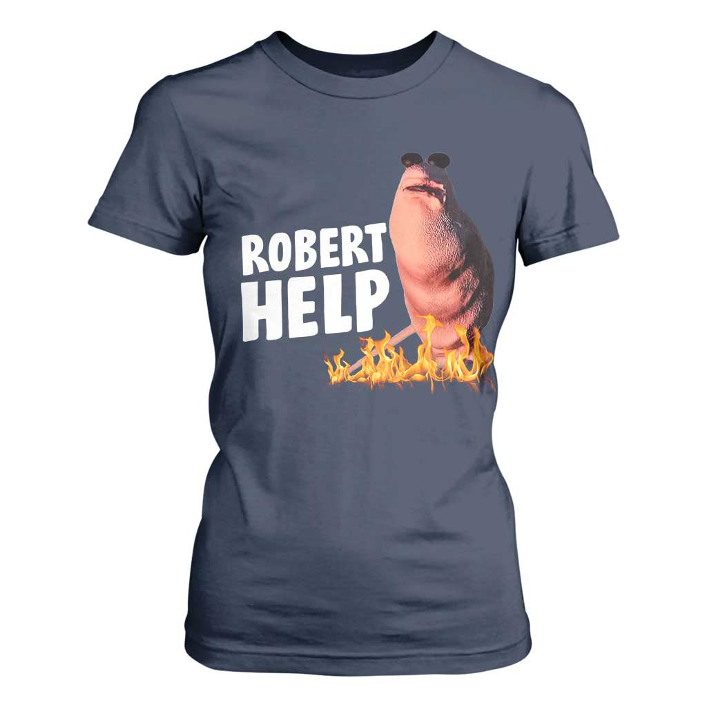 Marcus The Worm T Shirt For Women Funny Brainrot Meme Robert Help TS10 Navy Print Your Wear